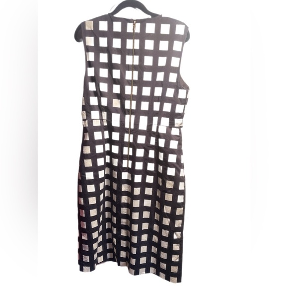 Kate Spade Black and Cream Grid printed cotton blend Trendy Style Midi Dress 14 - Picture 3 of 5